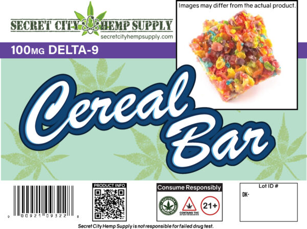 This fruity cereal bar contains 100MG of Delta-9.
